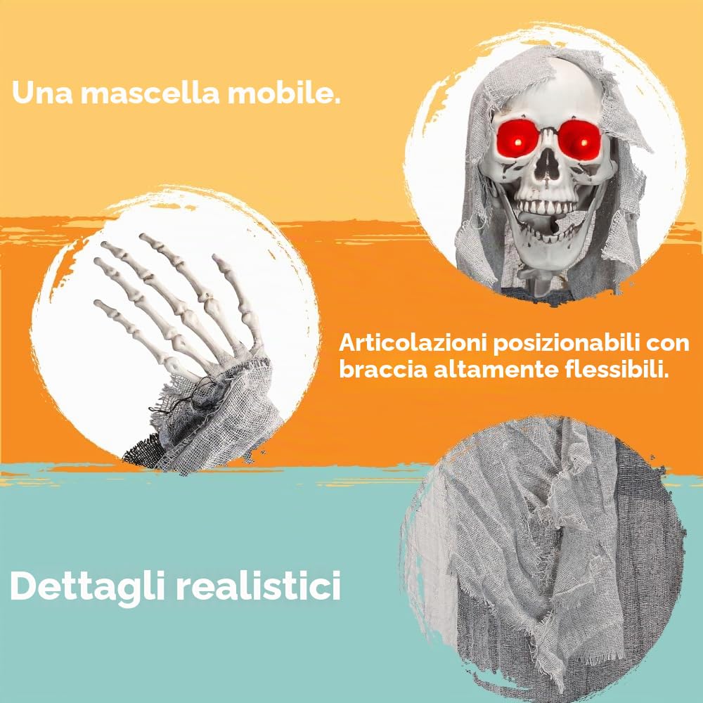 JOYIN 170cm animato hanging urlando fantasma decorazione, scheletro di halloween grim reaper per haunted house prop décor