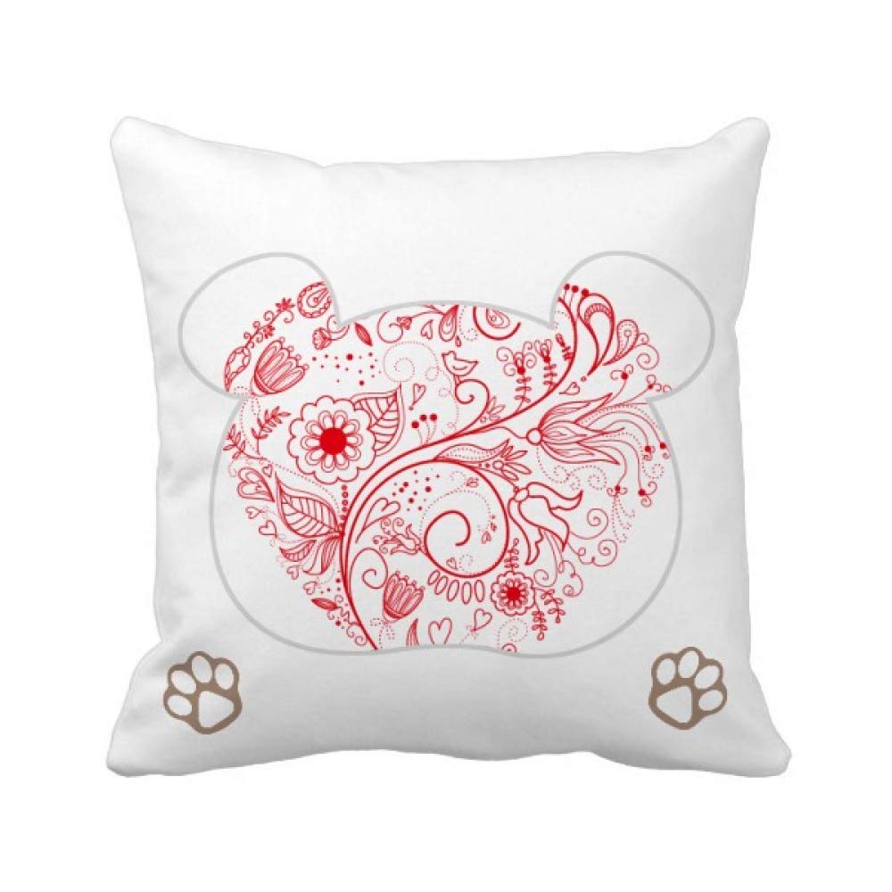 Housse de coussin Valentin ourson rouge carrée en tissu doux pour décoration de canapé