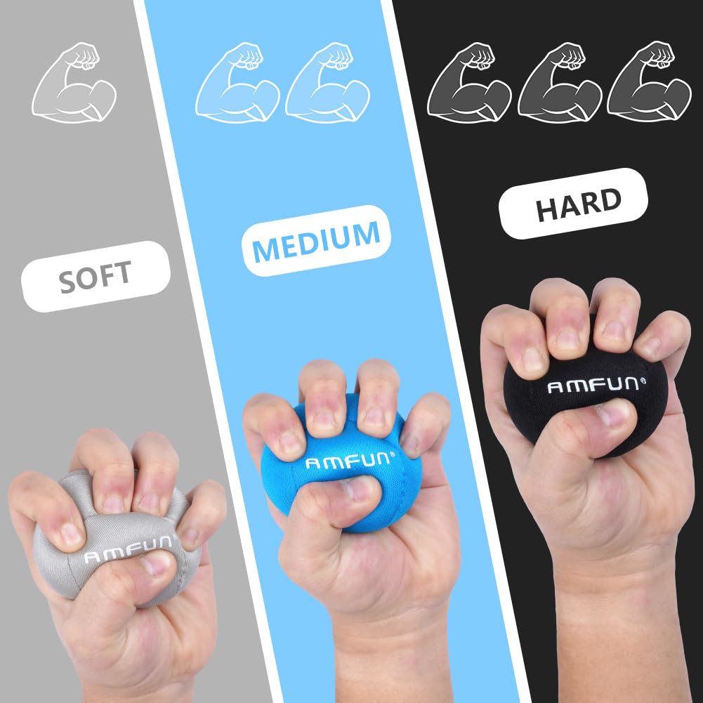 AMFUN Pallina Antistress Mano, Terapia Palline Palla per Riabilitazione, Terapeutiche Spremere Palle Dito Grip Uovo Gelper Riabilitazione Fisioterapia Esercizi