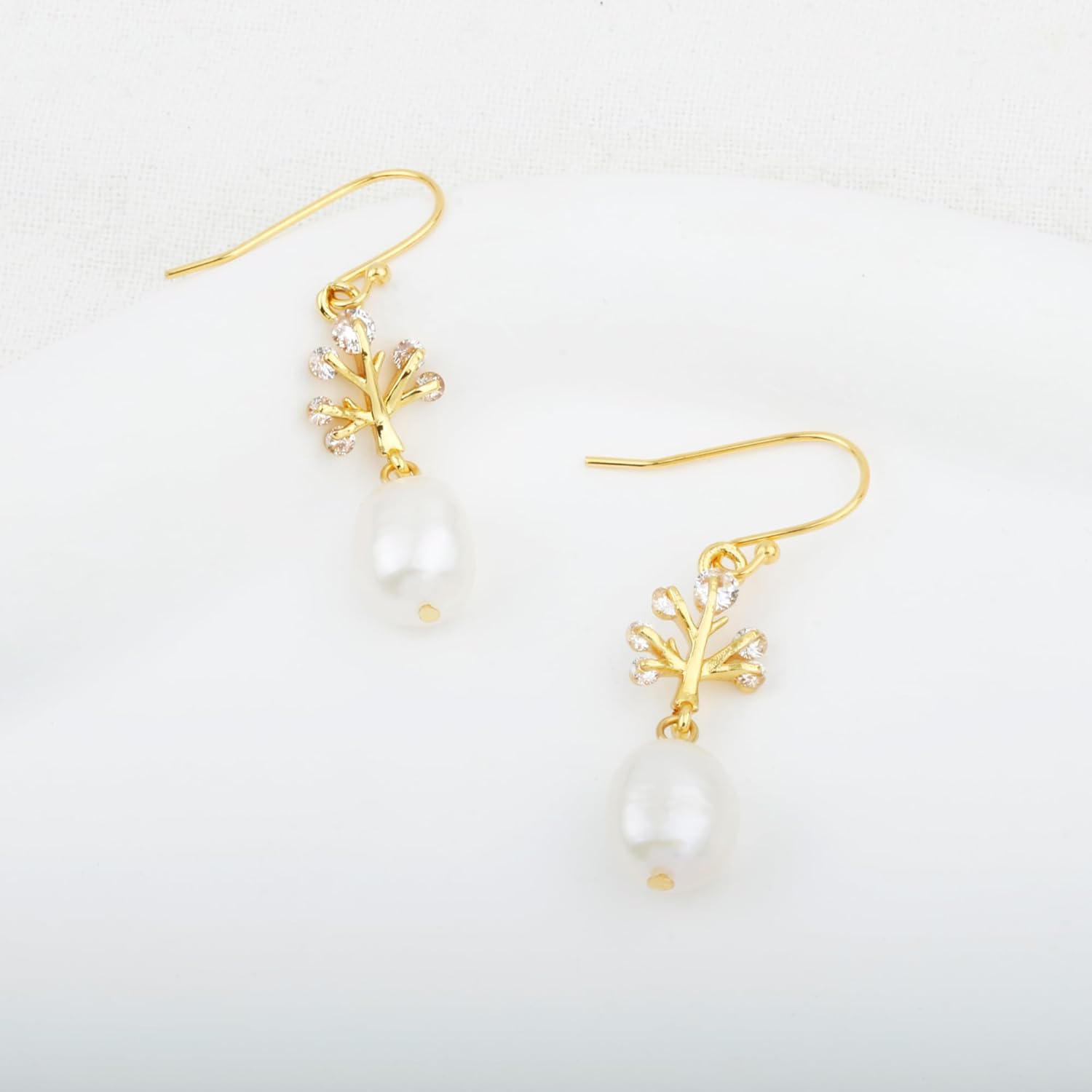 Handmade Cultured Baroque Pearl Tree of Life Dangling Drop Earrings for Women, Sterling Silver Hooks - Image 3