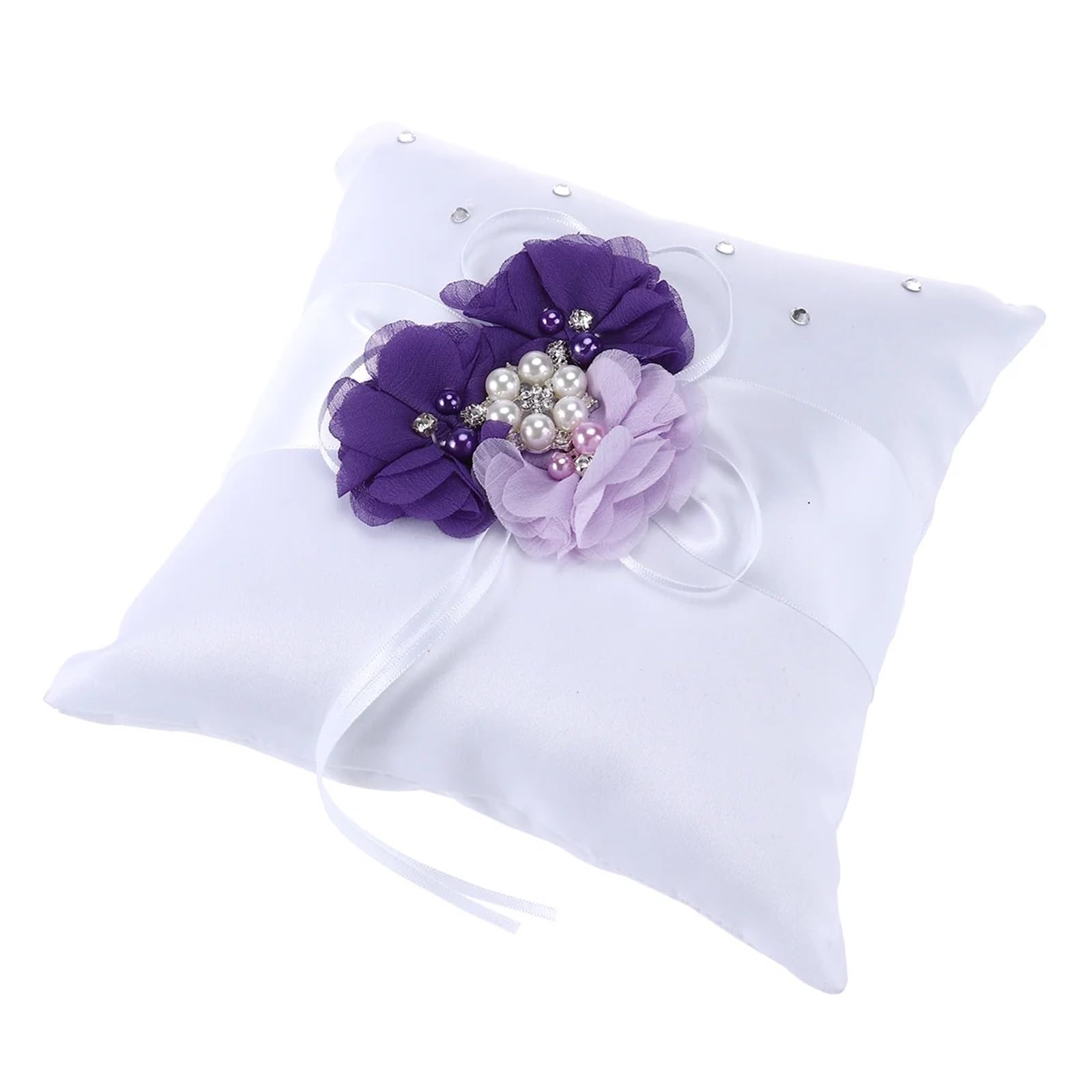 CGRSDSD Ring Bearer Pillow 20 * 20cm Flowers Garland For Decoration Ring Pillow Bearer Wedding Bride(Purple)