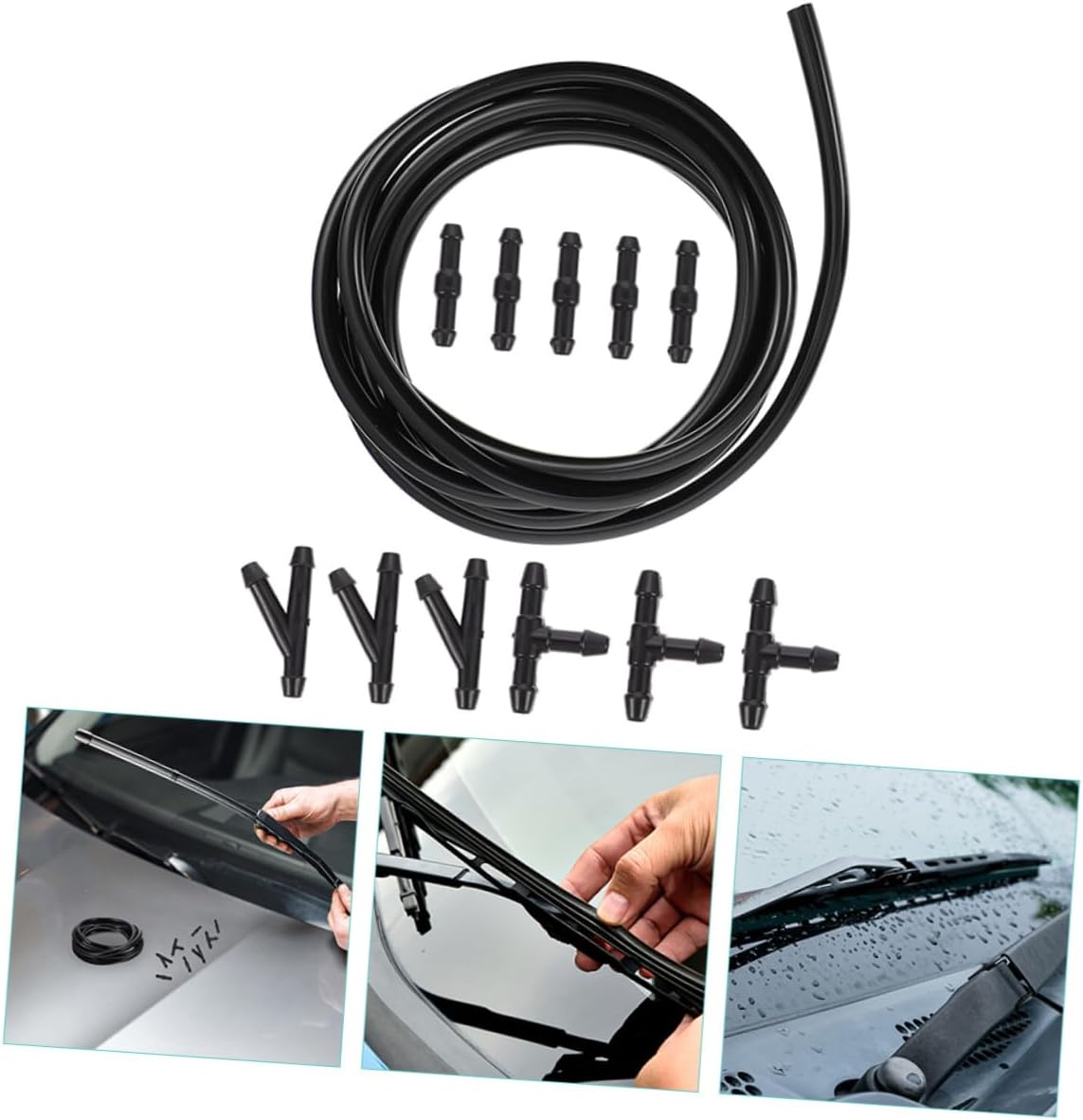 OUNONA 1set Windshield Washer Hose Repair Kit Flexible Hose Straight Connectors Fittings Elbow Fittings Fits Nozzles for Cars Suvs and Trucks