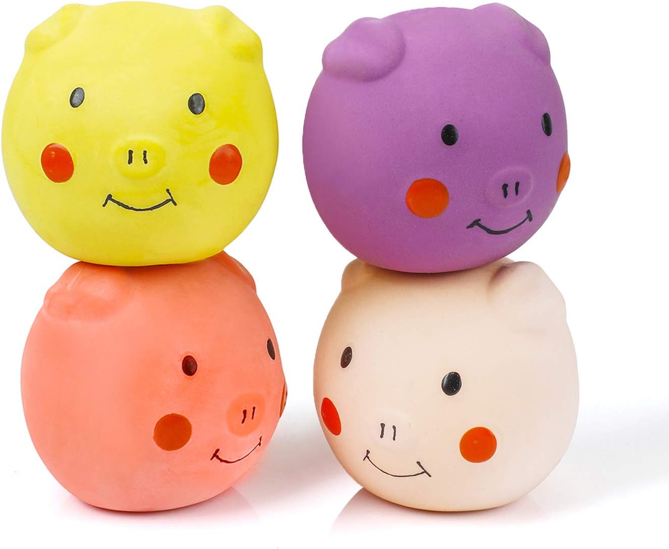 Pig Latex Puppy Toy Soft Rubber Dog Squeaky Toy Squeaky Dog Balls Funny Dog Toys for Puppy Small Pets Dogs 4PCS/Set