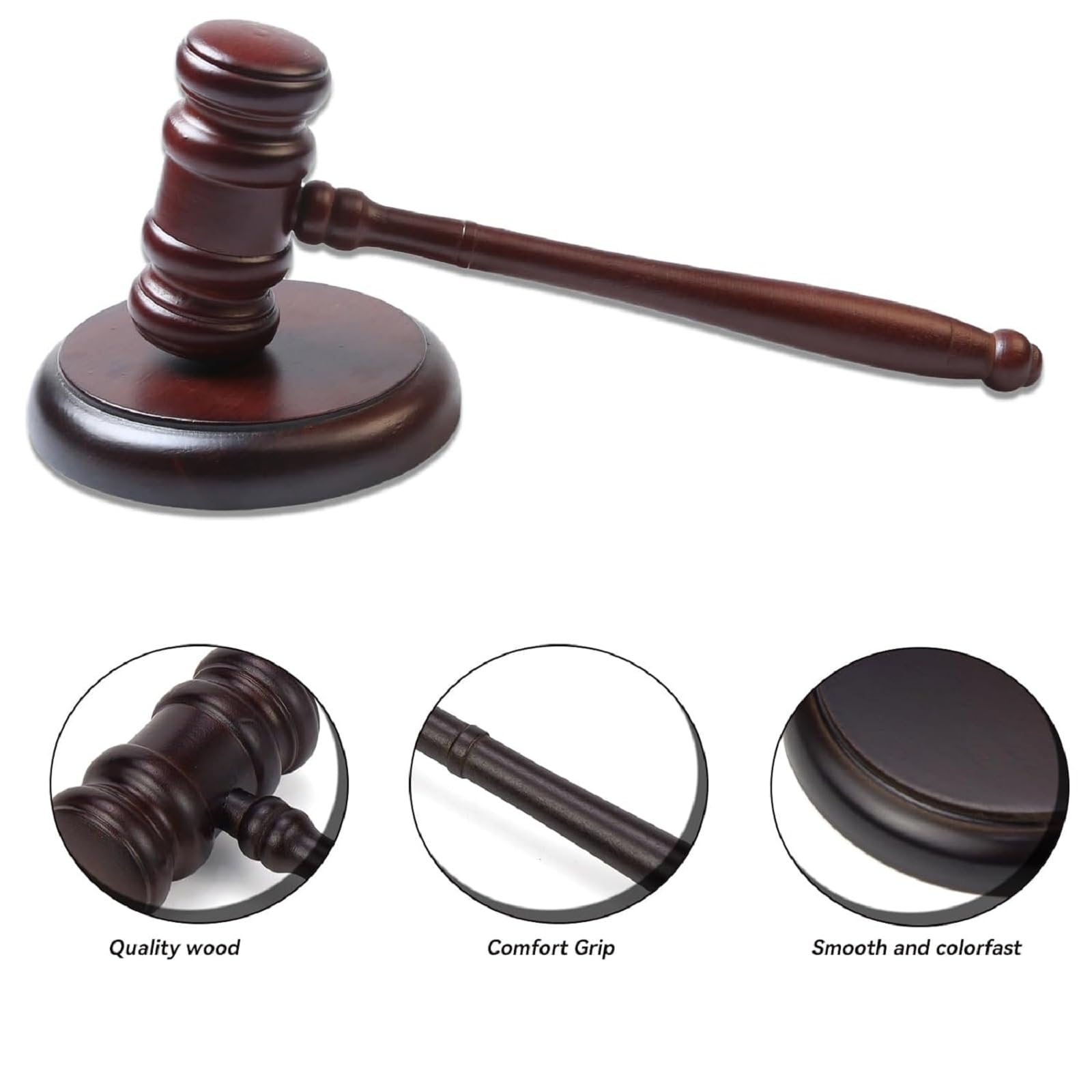 Juego de Martillo de Subastas de Madera,Martillo de Juez y Bloque de Resonancia,Martillo del Juez,Martillo de Madera,Martillo de Juez de Madera,Martillo con Bloque de Sonido Perfecto para Abogados