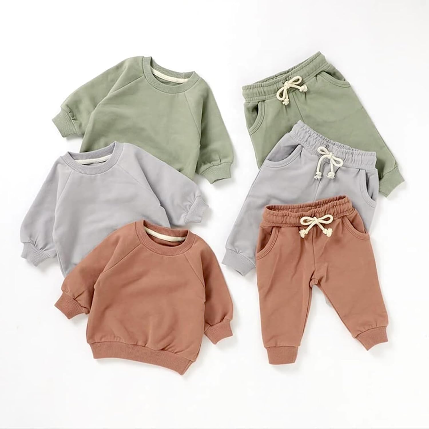 Baby Boys Sweatsuit Set Organic Cotton Toddler Boys Clothes Fall Outfits 2 Piece Top and Pants Clothing Sets