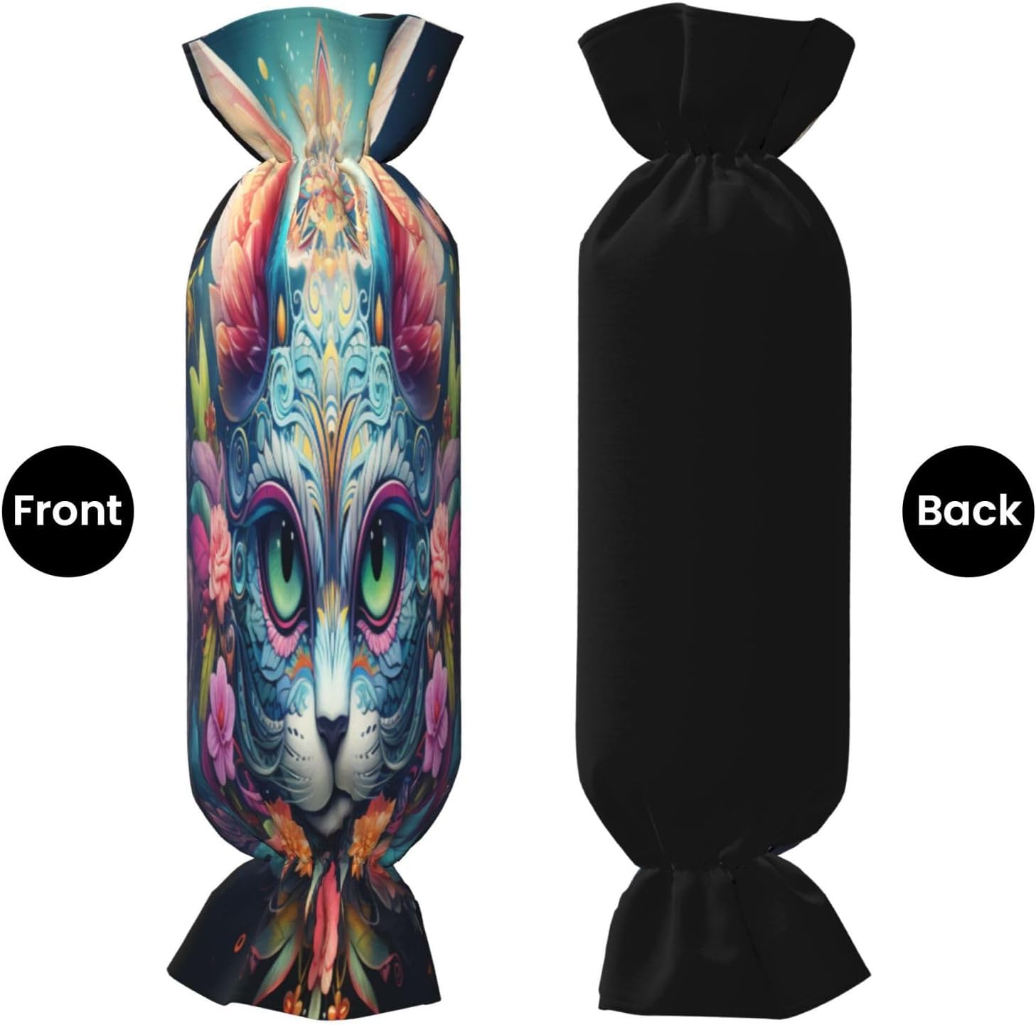 Fantastic and Mysterious cat Cylindrical Pillow-Premium Bed Pillows, Side Sleeper Neck Support, Decorative Candy Design, Soft and Durable