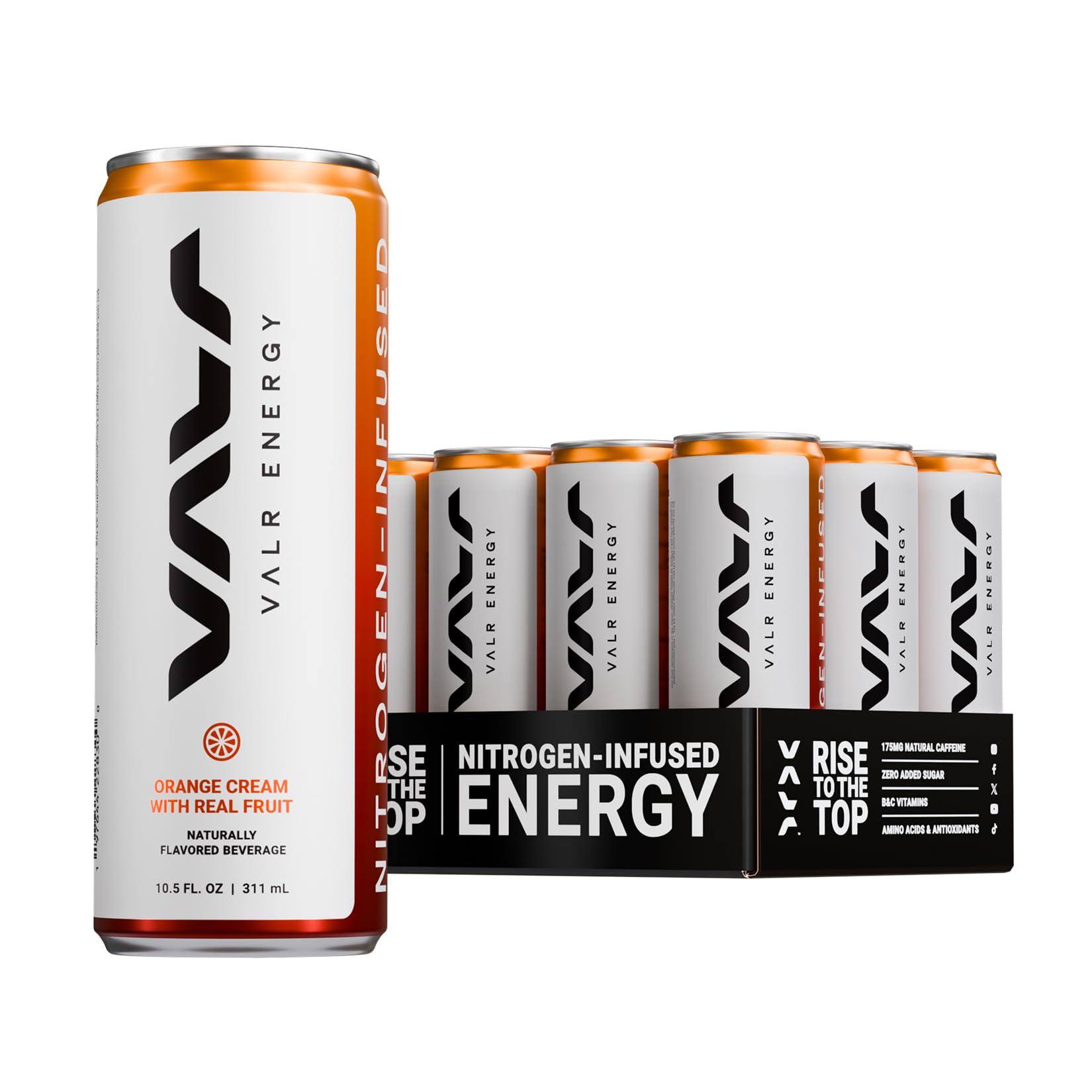 VALR Energy | Nitrogen-Infused Energy Drink | 175mg Natural Caffeine from Green Tea | Pre-Workout Performance with Amino Acids & Antioxidants |
