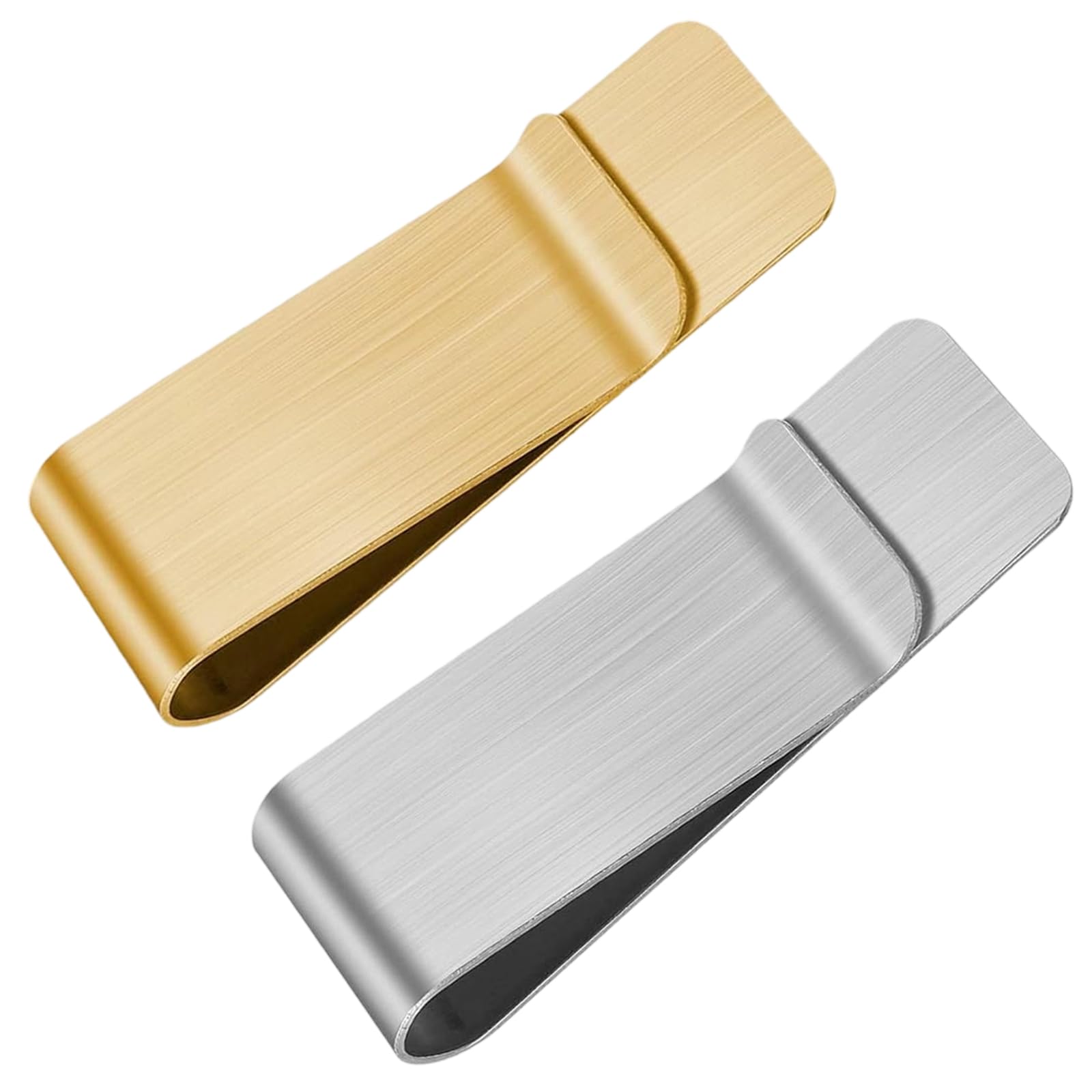Money Clip, 2-Piece Cash Clip Set of Slim Metal Money Clip Wallets for Men and Women, Stainless Steel Cash Clip and Card Holder, Compact Design for Cash and Cards (Gold + Silver)