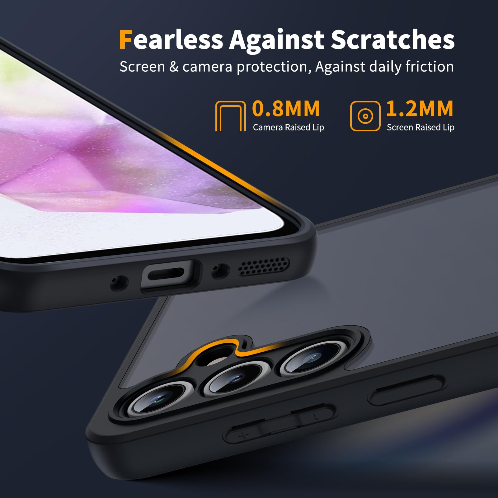 COPIKE Cover Opaca per Samsung Galaxy A35 5G e Protezione Fotocamera con 2 Pezzi Vetro Temperato, [Antiurto Grado Militare] Custodia Posteriore Glassata Traslucida Anti-Impronte, Nero