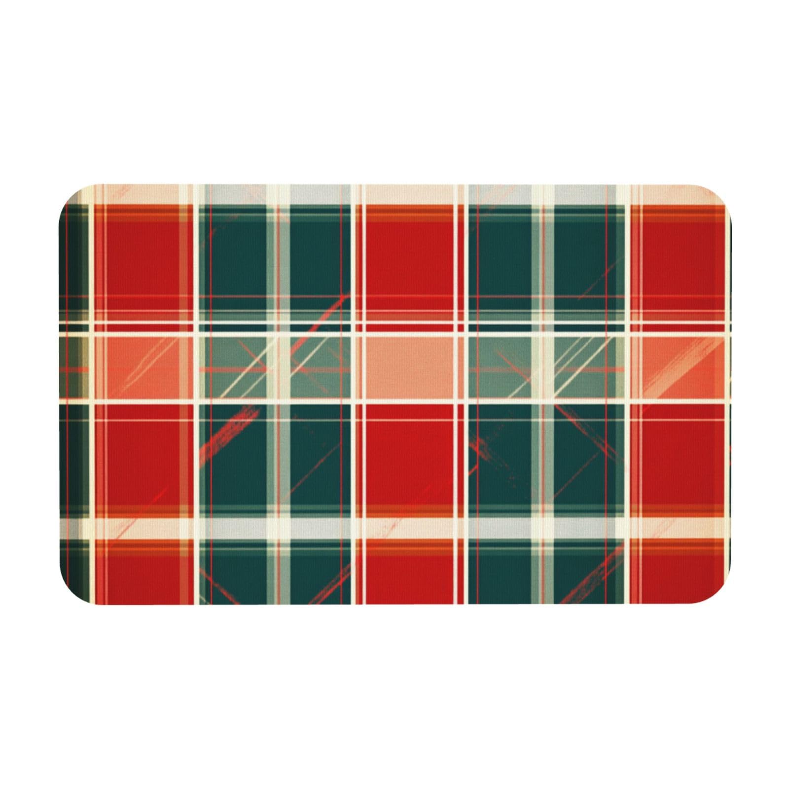 Paillasson intérieur lavable rouge et vert 50x80cm pour entrée