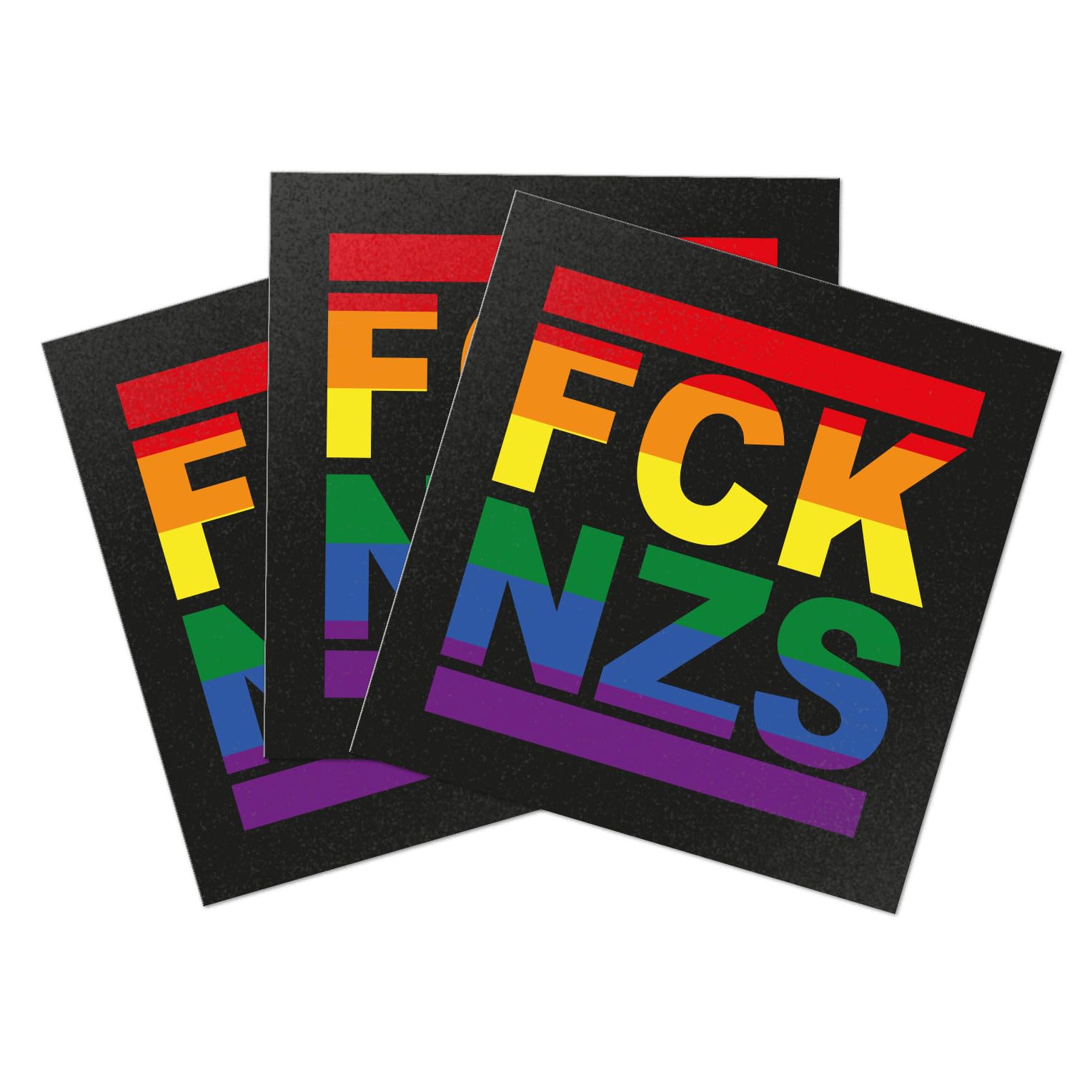 100 x FCK NZS naklejka tęczowa - 7,4 x 7,4 cm - politycznie lewicowe naklejki outdoorowe duże naklejki FCKNZS vs Right zestaw naklejek