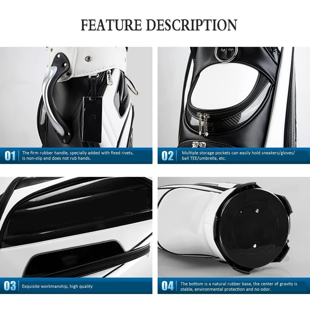 Golfschlägertasche for Herren, kristallwasserdichte Golf-Standtasche aus PU, leichte Golfschläger-Tragetaschen mit 5-Wege-Organizer-Unterteilung for die Driving Range