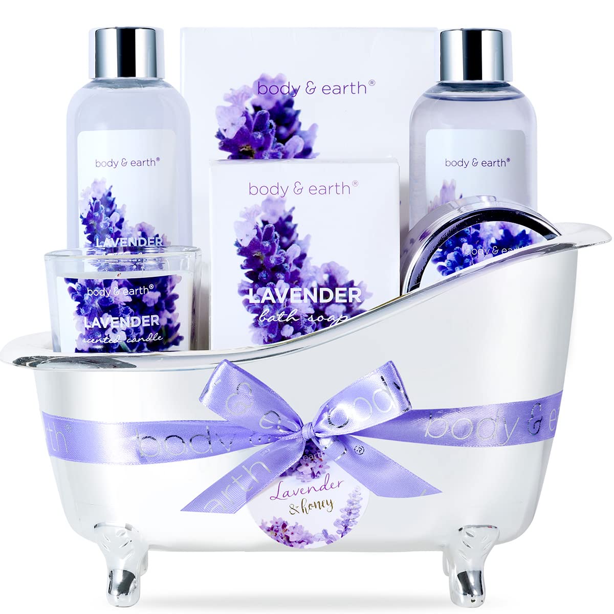 Lavanda Regalo Donna Set da Bagno 7 Pezzi, Regalo Donna Compleanno, Regalo Festa Della Mamma, Confezione Idee Regalo Donna