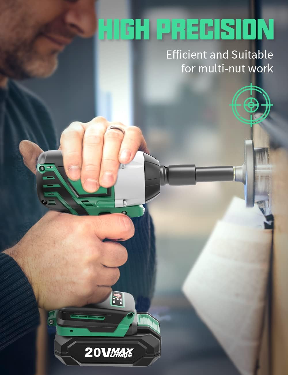 KIMO 20V Cordless Impact Wrench Set, Brushless High Torque Impact Wrench with 3/8" Chuck, 250 Ft-lb 3000 RPM, Li-ion Battery Fast Charger 7 Sockets 3 Extension Bars, Power Impact Wrench for Home Car - - 