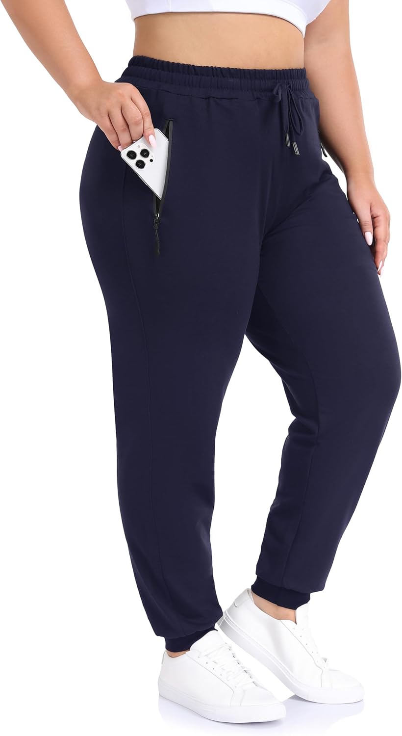 ZERDOCEAN Women's Plus Size Active Sweatpants Tapered Workout Caual Lounge Pants Joggers Pants Zippered Pockets - Image 4