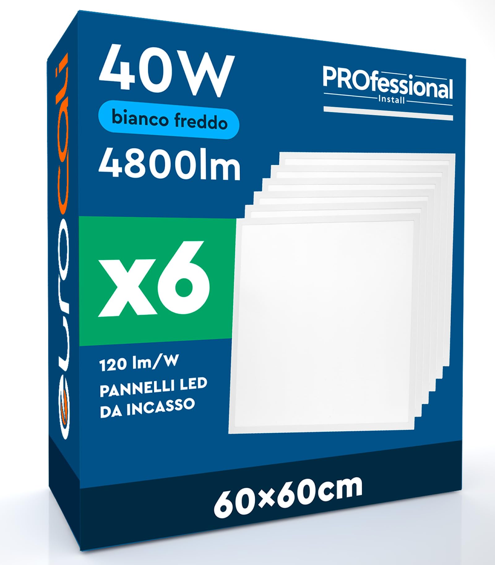 6 Pannelli LED 60x60 40W Quadrati da Incasso 4800 Lumen - Luce Fredda 6500K - Plafoniera da Ufficio Alta Luminosità 120 lm/W Driver Incluso Lampada da Soffitto per Controsoffitti Modulari