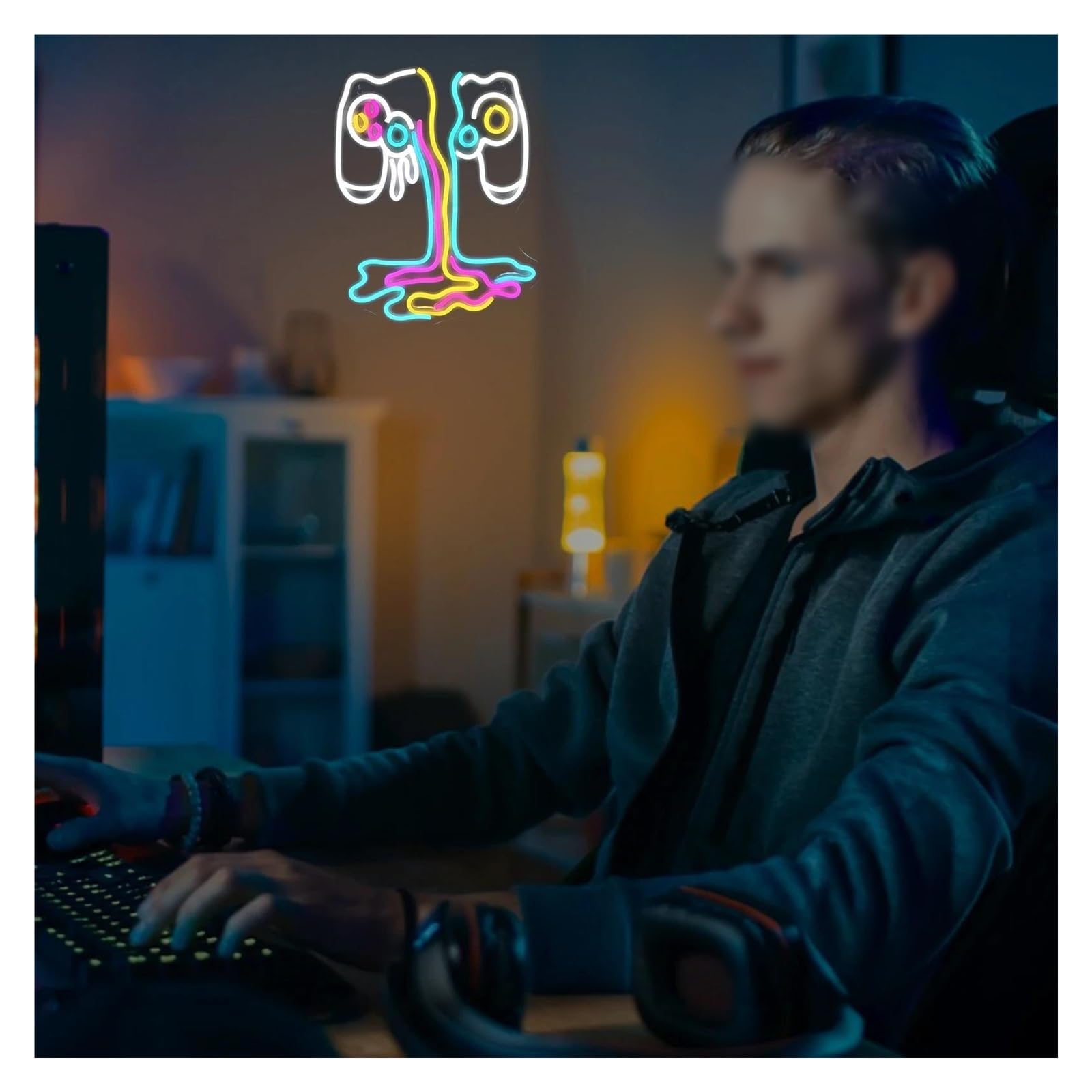 Hängende Kunst-Leuchtreklamen Gamepad Neon Zeichen Lichter Spiel Zimmer Dekoration Für Gamer Schlafzimmer Gaming Zone Club 32X41cm