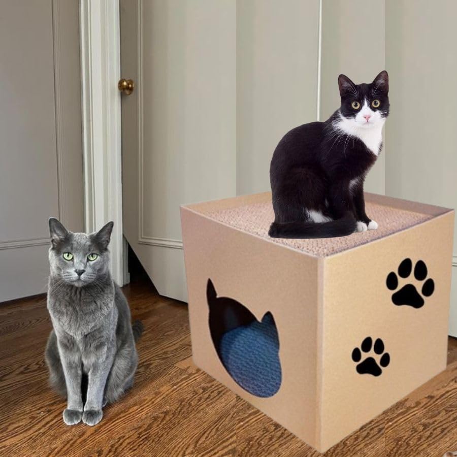 BohoBark Cardboard House with Scratch Pads & Catnip for Cats and Kittens - (Lodge Scratcher) | Cat Play House for Indoor, Cats Corrugated Scratcher Box for Furniture Protection (B0CR1J9NP2) Amazon Price History, Amazon Price Tracker