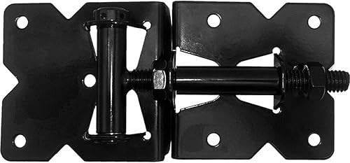 Miniatura 4 de Bisagras de puerta de vinilo con cierre automático económico, color negro, para vinilo, PVC y plástico cercado bisagras de puerta de valla de vinilo