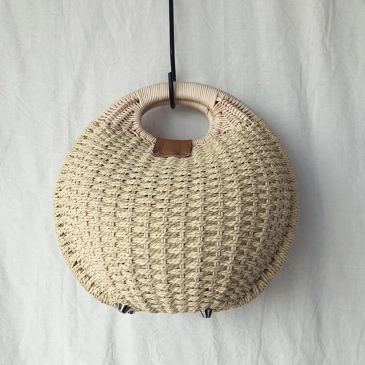 Bolso de Paja para Mujer Diseño Bolso Mano de Ratán y Papel para Playa y Uso Diario Accesorio Casual Veraniego Bohemio Color Beige