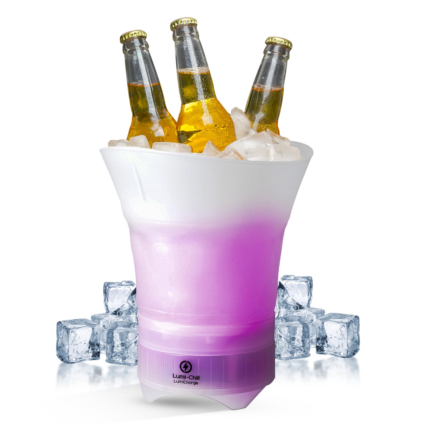LUMl-Chill Portable Collapsible Ice Bucket for Wine, Soda, Drinks with Built in Wireless Bluetooth Speaker - Party LED lights
