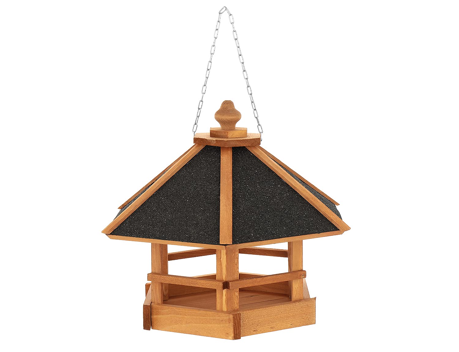 Vogel Futter Haus Futterstelle Sechseck aus Holz Vogelhaus zum Hängen