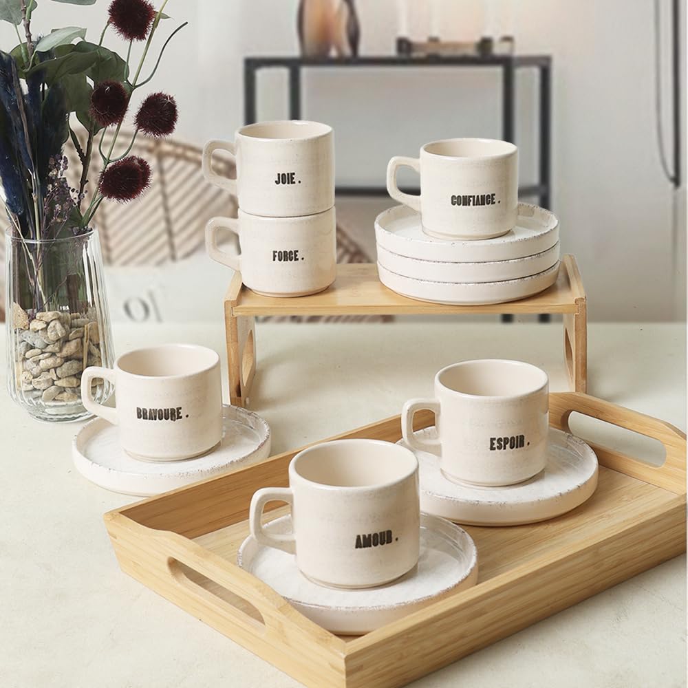 Keramika Deep Collection Mottolu Stackable Çay Takımı 12 Parça 6 Kişilik 22650-55