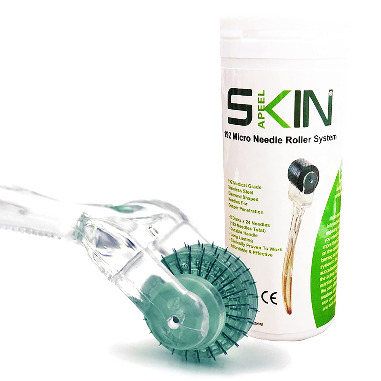 NEW Skinapeel 192 Derma Needle Roller - Professional Titanium Microneedle Treating - Acne Scars, Hair Loss, Wrinkles, Blackheads, Ageing - Reducing Blemishes Cellulite Stretch Marks - Home Use (1.0mm)