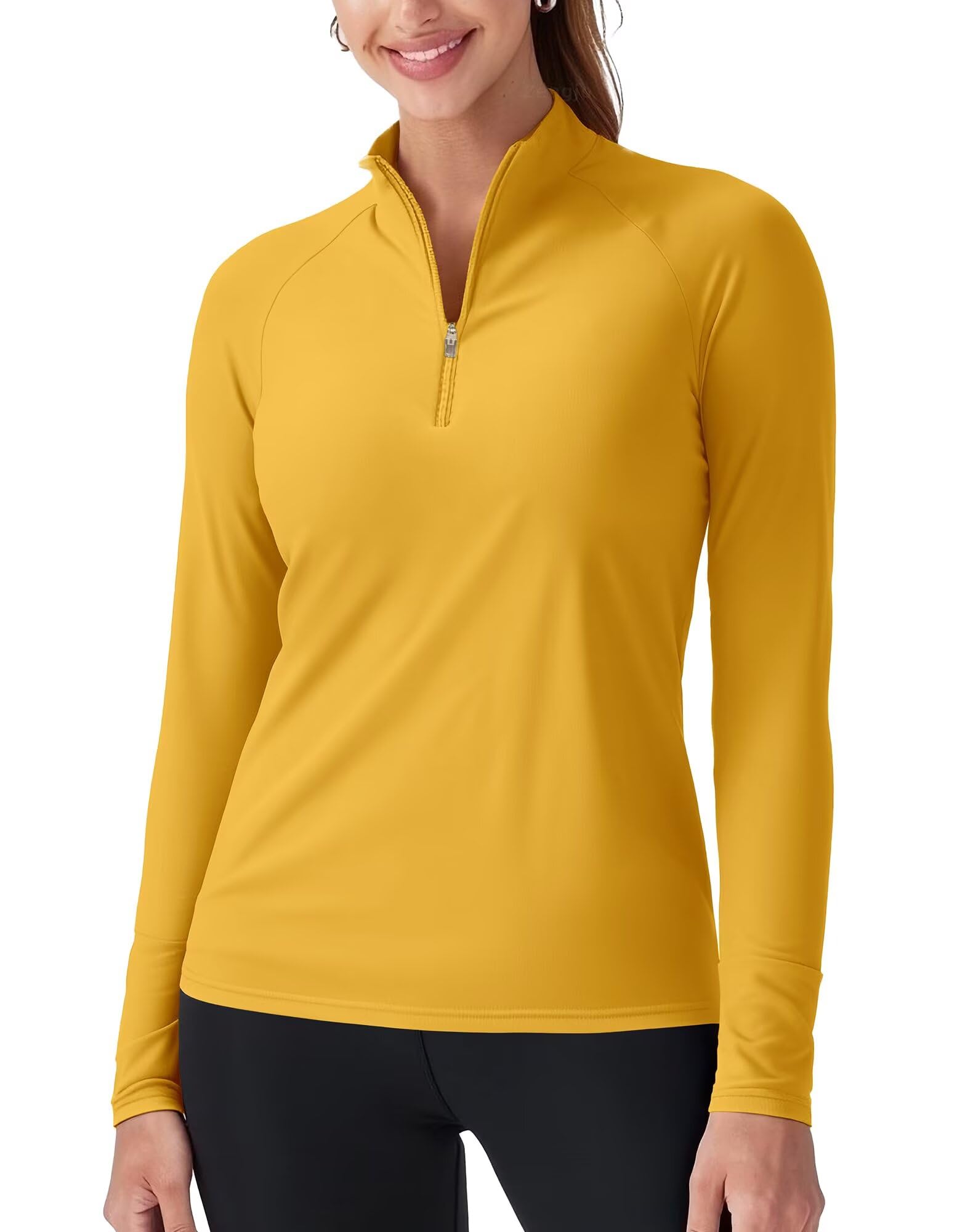 Womens 1/4 Zip Pullover Athletic – Long Sleeve Quarter-Zip Running/Workout/Golf Top, Mock Neck, Quick-Dry-image-31