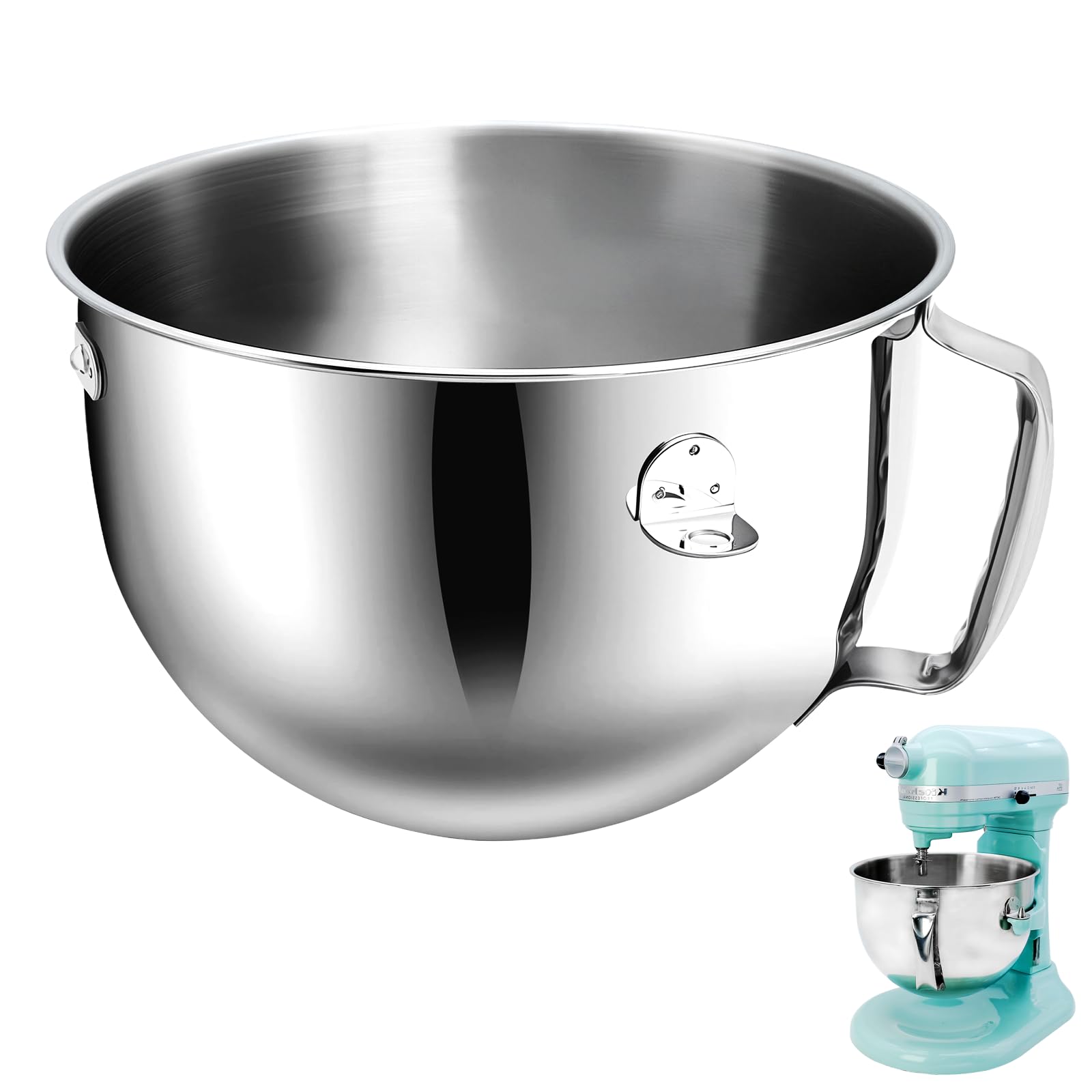 Stainless Steel Mixer Bowl Compatible with 6 Quart Kitchenaid Bowl-Lift Stand Mixers