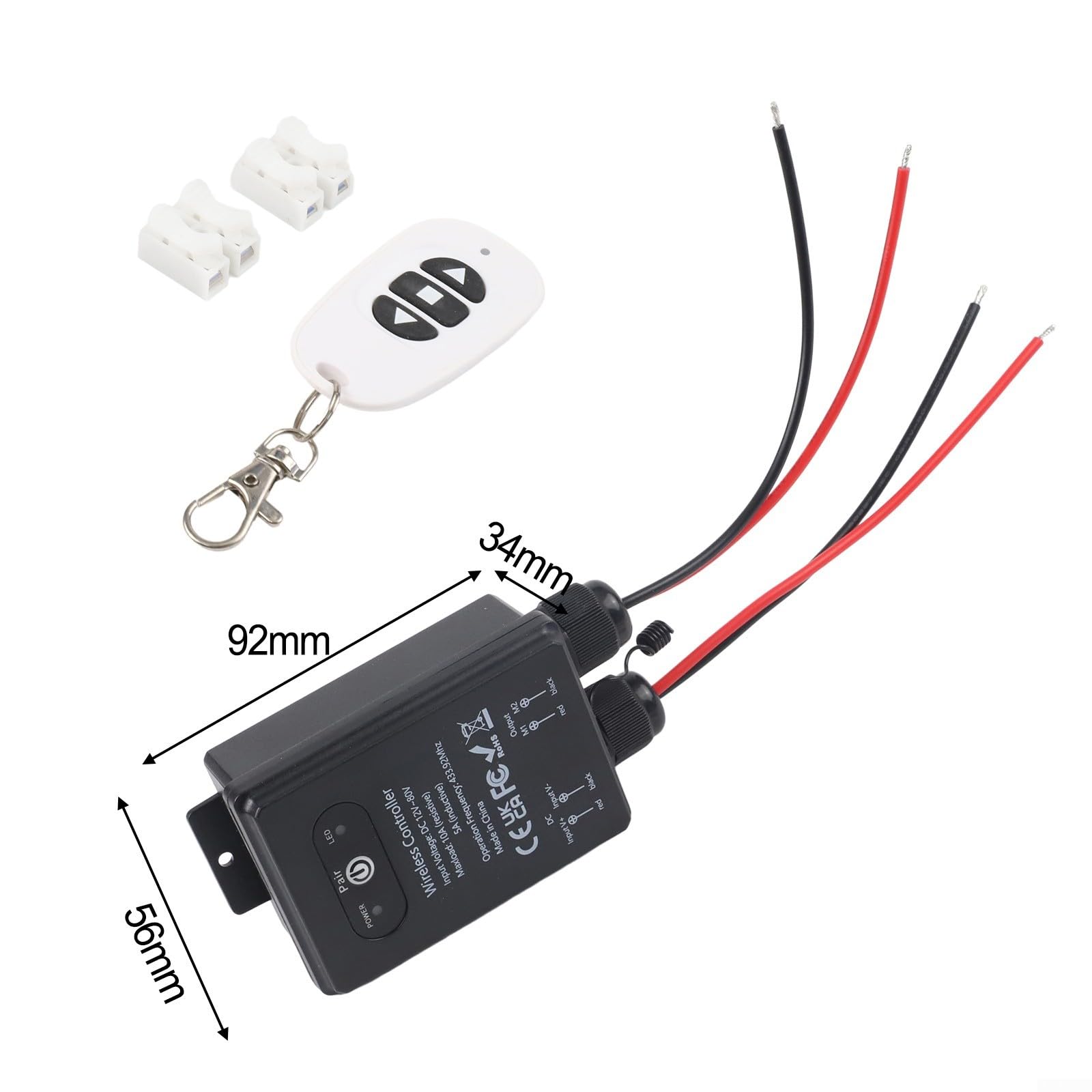 Interrupteur relais radio étanche IP65 12 V CC 30 A haute performance avec connecteur SAE pour moteurs de pompe de porte de garage, portée 100 m (B)