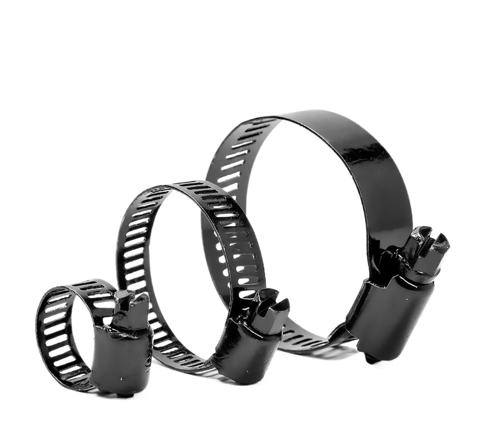 1~5 uds Clips de manguera ajustables abrazaderas de tubo de acero inoxidable negro 6~216mm abrazaderas de manguera de engranaje helicoidal for tuberías de agua y Gas(10-16mm 5pcs)