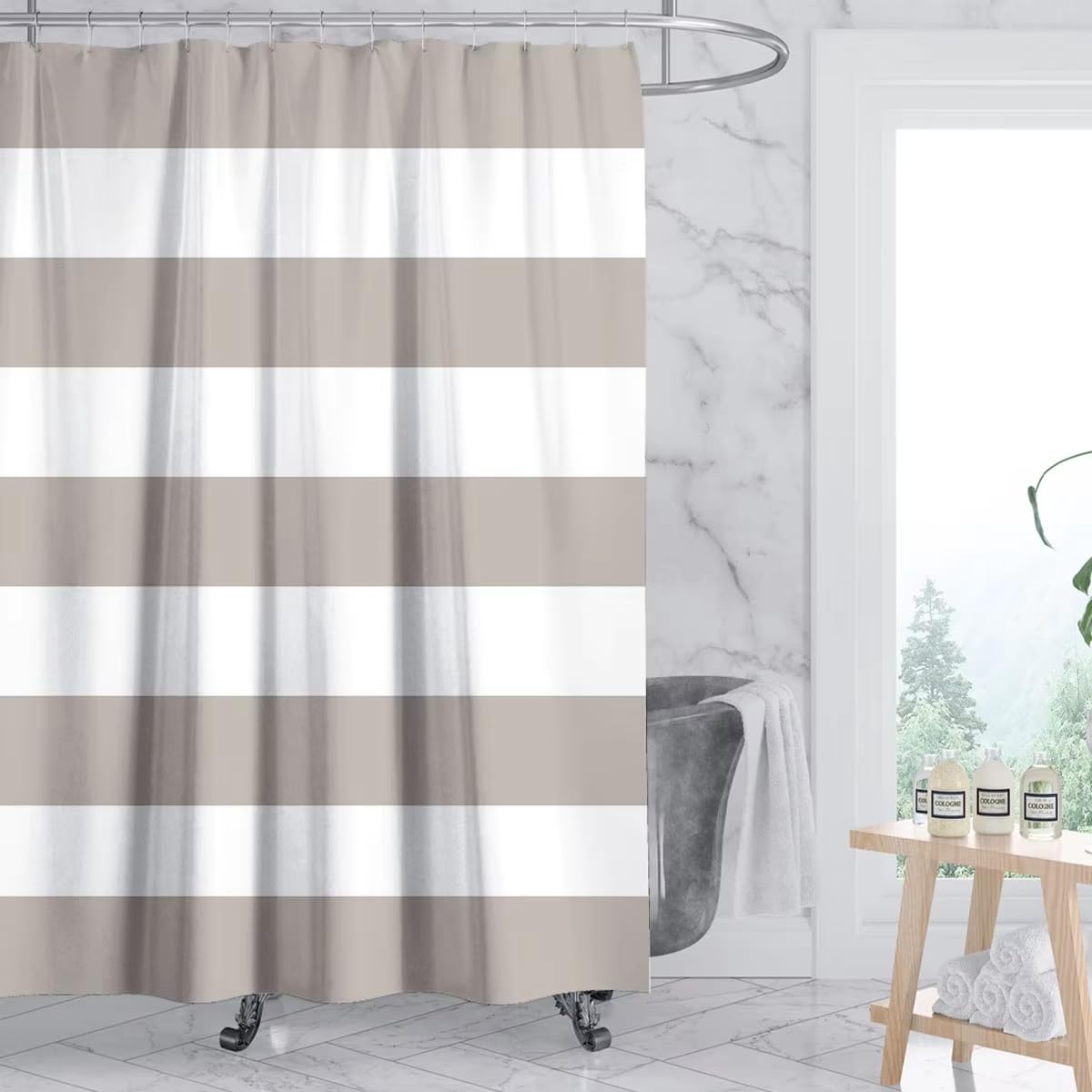KELAIMI Marble Geometric Shower Curtain,Modern Abstract Geometric Bathroom Curtains,Aesthetic Industrial Quick-Dry Bathtub Curtains with Hooks Style 4 200X200Cm