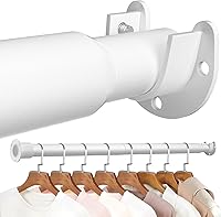 Mavivegue Adjustable Closet Rod 17-43 Inch White - Heavy Duty Tension Rod for Closets, Wardrobes, Laundry, RV, Supports 66lbs