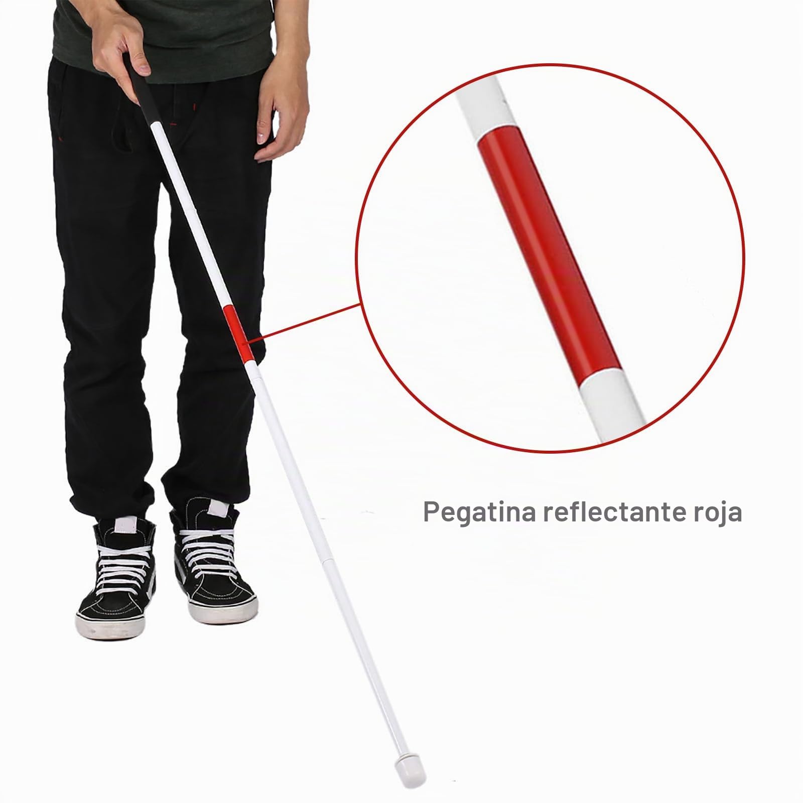 Bastón Ciego, Bastón De Aleación De Aluminio De 4 Secciones Bastón con Bola Bastones Plegables Ligeros Bastones De Bastón Ajustables En Altura, 127 cm