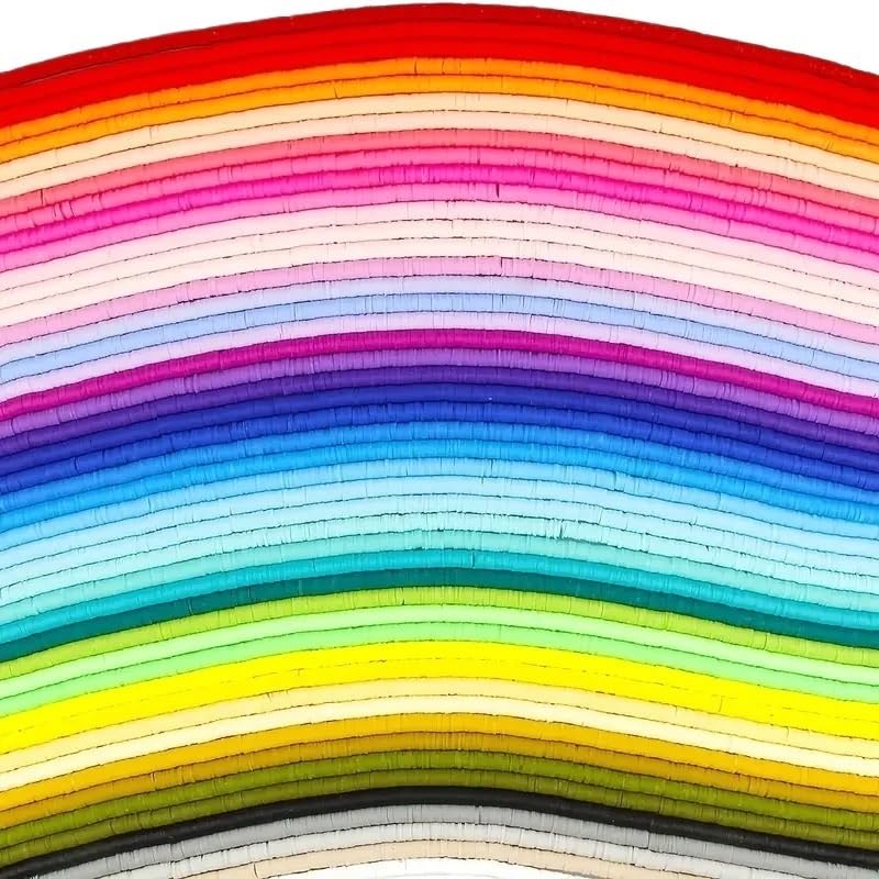 Perline Per Braccialetti Kit artigianale di perline piatte argilla da 18240 pezzi for bracciale, collana, creazione gioielli, 48 colori