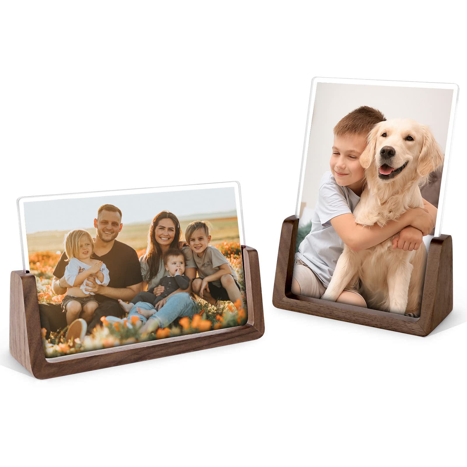 MEISHIDA 6X8 Picture Frame,2 Pack Modern Photo Frame with Walnut Wood