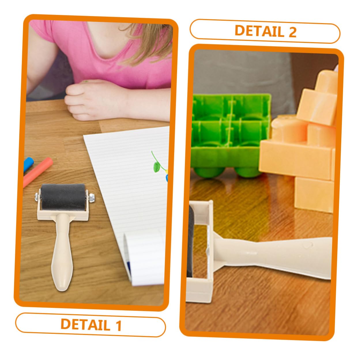 BUTIFULSIC 6-Pack Craft Tool Supply Stamping Art Children's Relief Printing Tools Printmaking Brayers Ergonomic Handle Plastic Rollers for Crafting