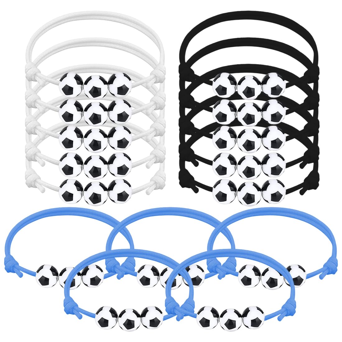 Ensemble de 15 Bracelets de Football Ajustables, Bracelets d'Amitié (3 Couleurs)