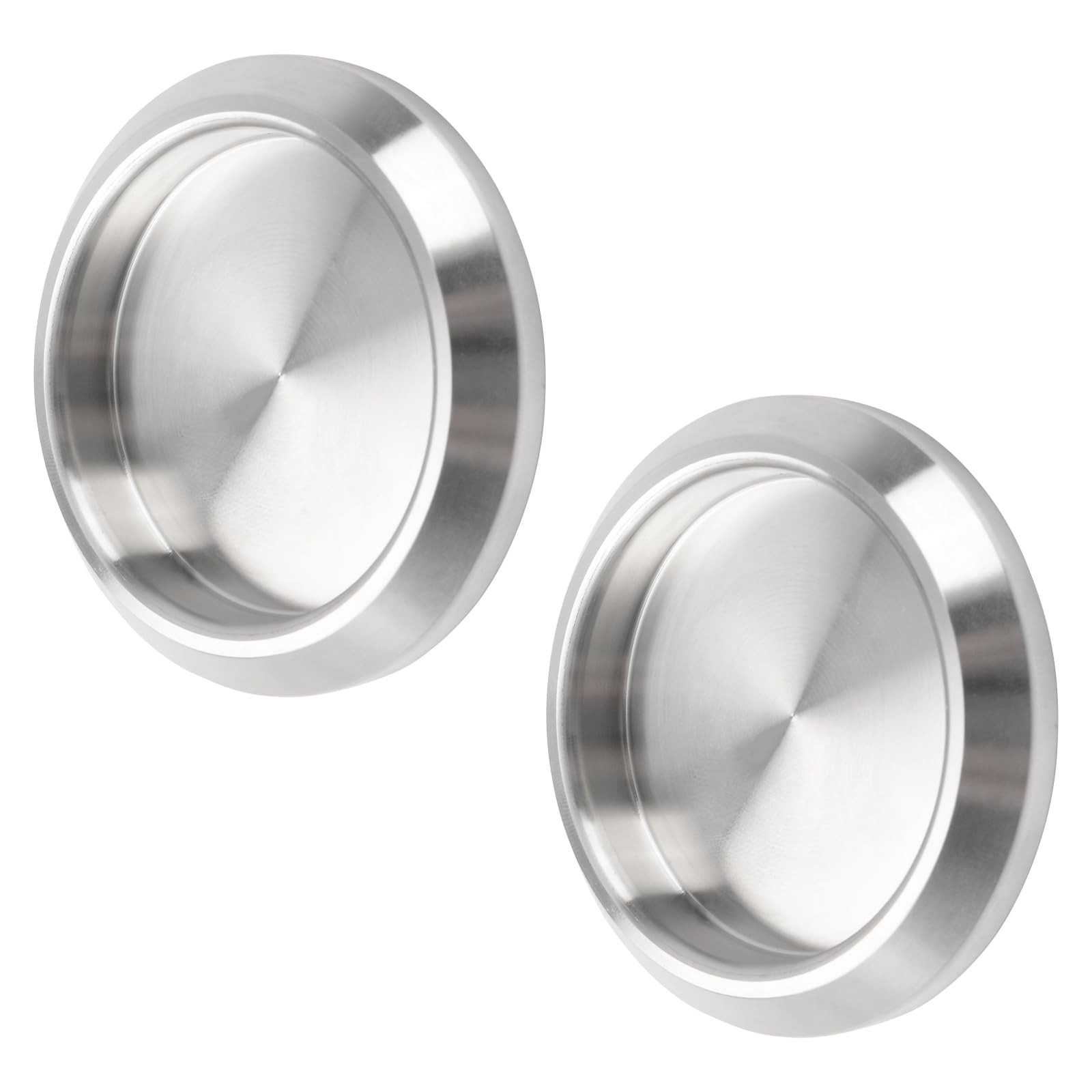 Morobor Grey 2 Pack Self-Stick Closet Door Finger Pull, Stainless Steel Round Sliding Pull, Recessed Kitchen Cabinet Handles Pull, Invisible Door Handle,