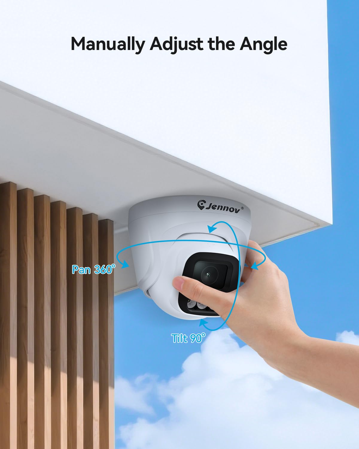 Jennov 5MP Cámara Vigilancia WiFi Exterior Seguimiento Automático Grabación 24/7