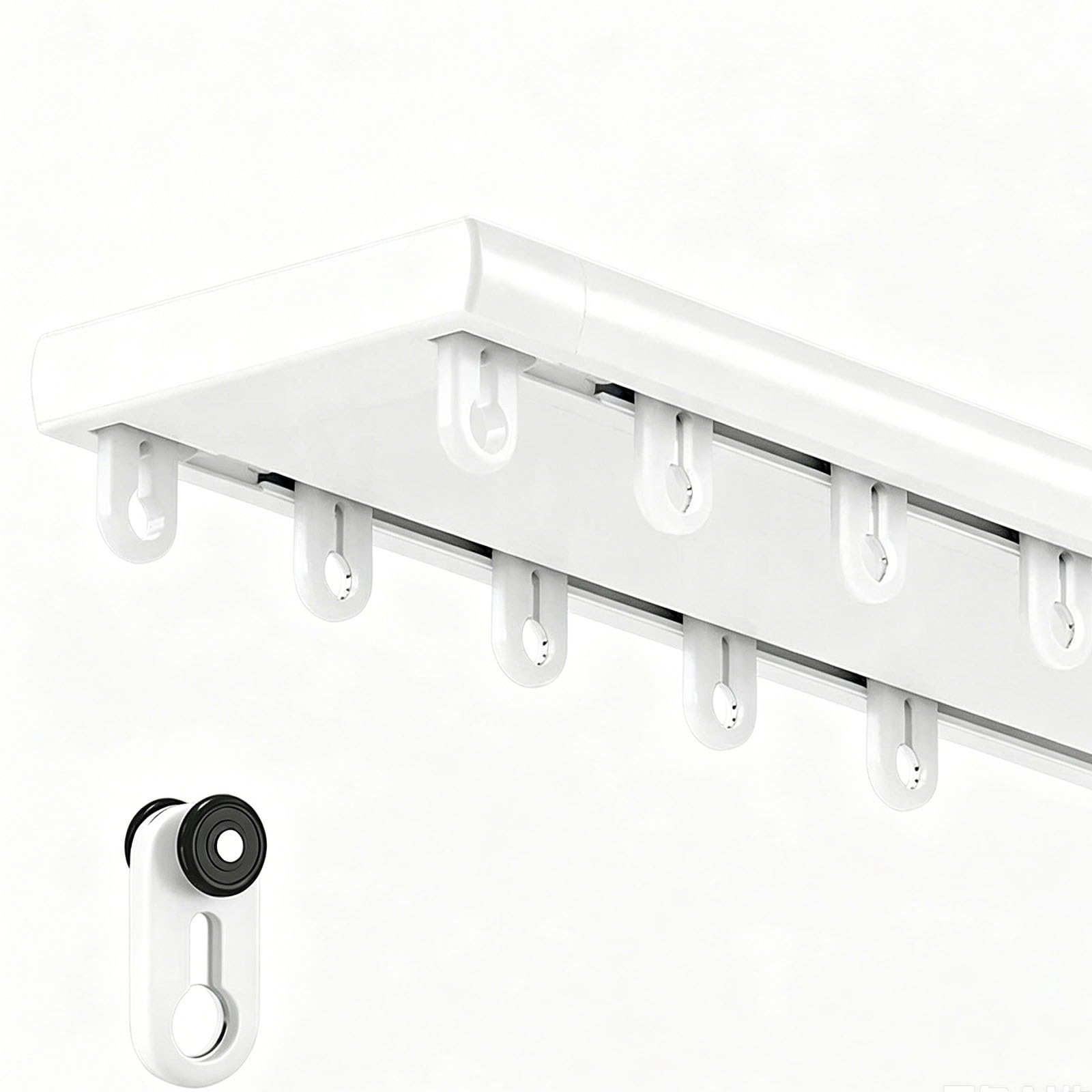 Double Row Curtain Track Ceiling Mounted Heavy Duty Room Partition Track Rail Smooth Quiet Glider Hooks Set for Thick Blackout Curtains Sheer Voile Shower Living Room Bed(White,3.3m/10.8ft)