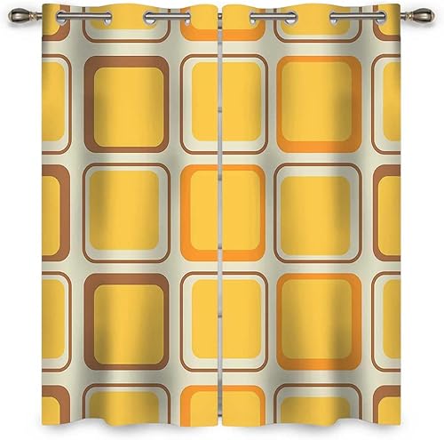 Cortinas de baño con diseño retro de los años 60 y 70, 2 paneles, cortinas opacas con ojales, 72 pulgadas de ancho x 72 pulgadas de alto