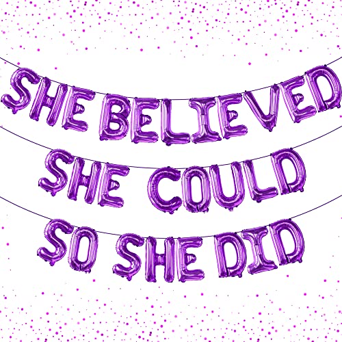 Image of KatchOn Purple She Believed She Could So She Did Balloons - 16 Inch | Congrats Balloon for Congratulations Decorations | Graduation Balloon Class of 2026 for Graduation Decorations 2026