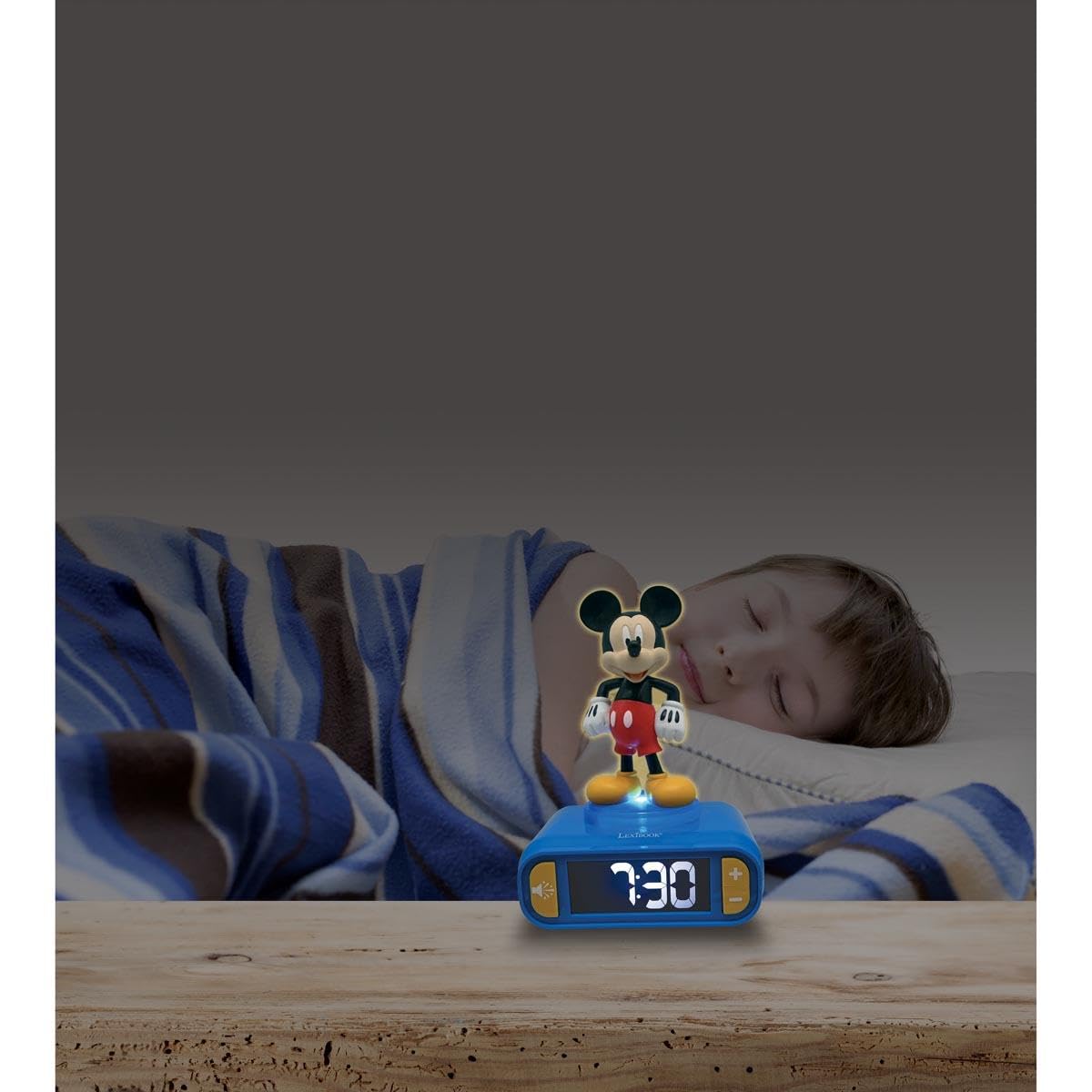 LEXIBOOK, Disney Mickey, Nightlight alarm clock, Sounds and Melodies, LCD Backlit screen, Luminous, Snooze, Blue, RL800MCHLXB - Image 4