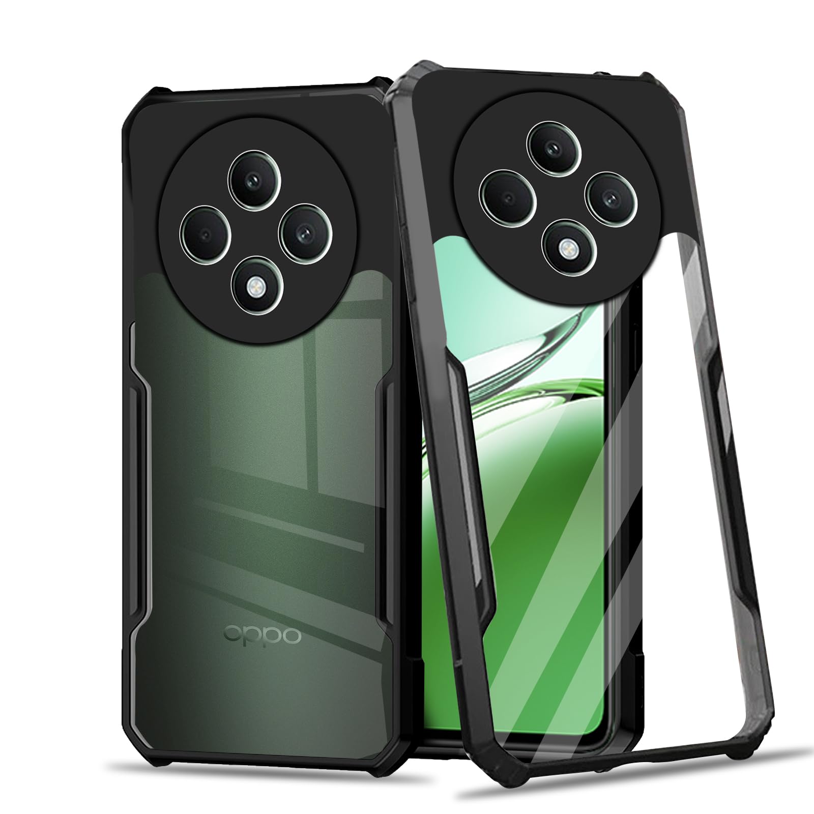 MEMELOKA Cover Per Oppo Reno 12 FS/12F (4G/5G) Con Protezione Fotocamera E Vetro Temperato, Nera
