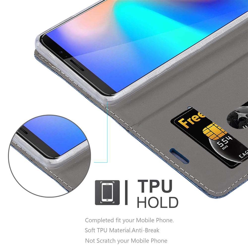 Cadorabo Custodia Libro per Samsung Galaxy J3 2017 in AZZURRO SCURO NERO - con Vani di Carte, Funzione Stand e Chiusura Magnetica - Portafoglio Cover