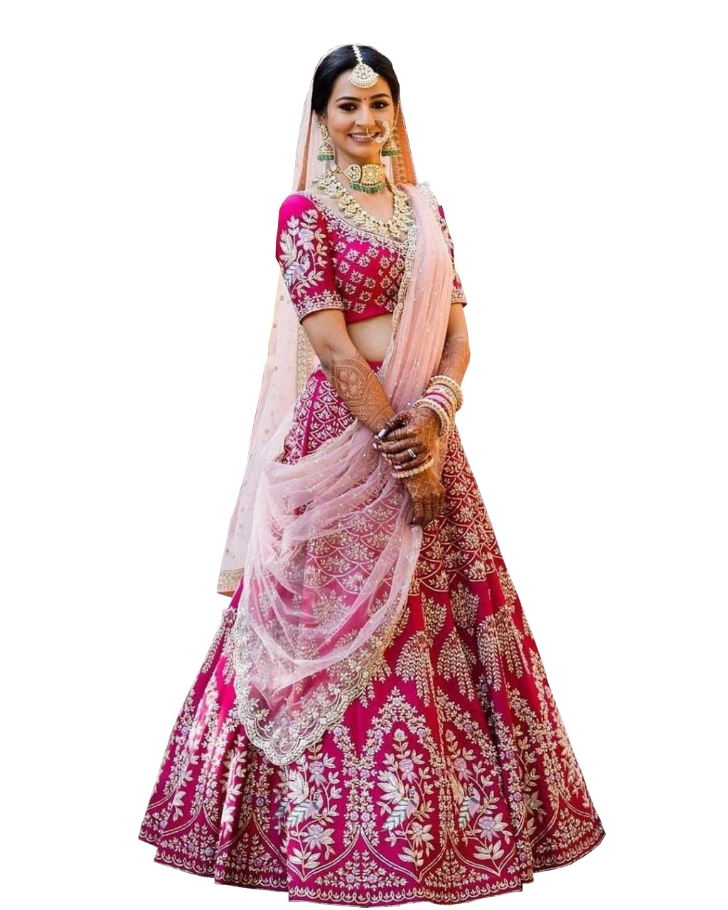 Monrav Women's Silk Semi-Stitched Lehenga Choli