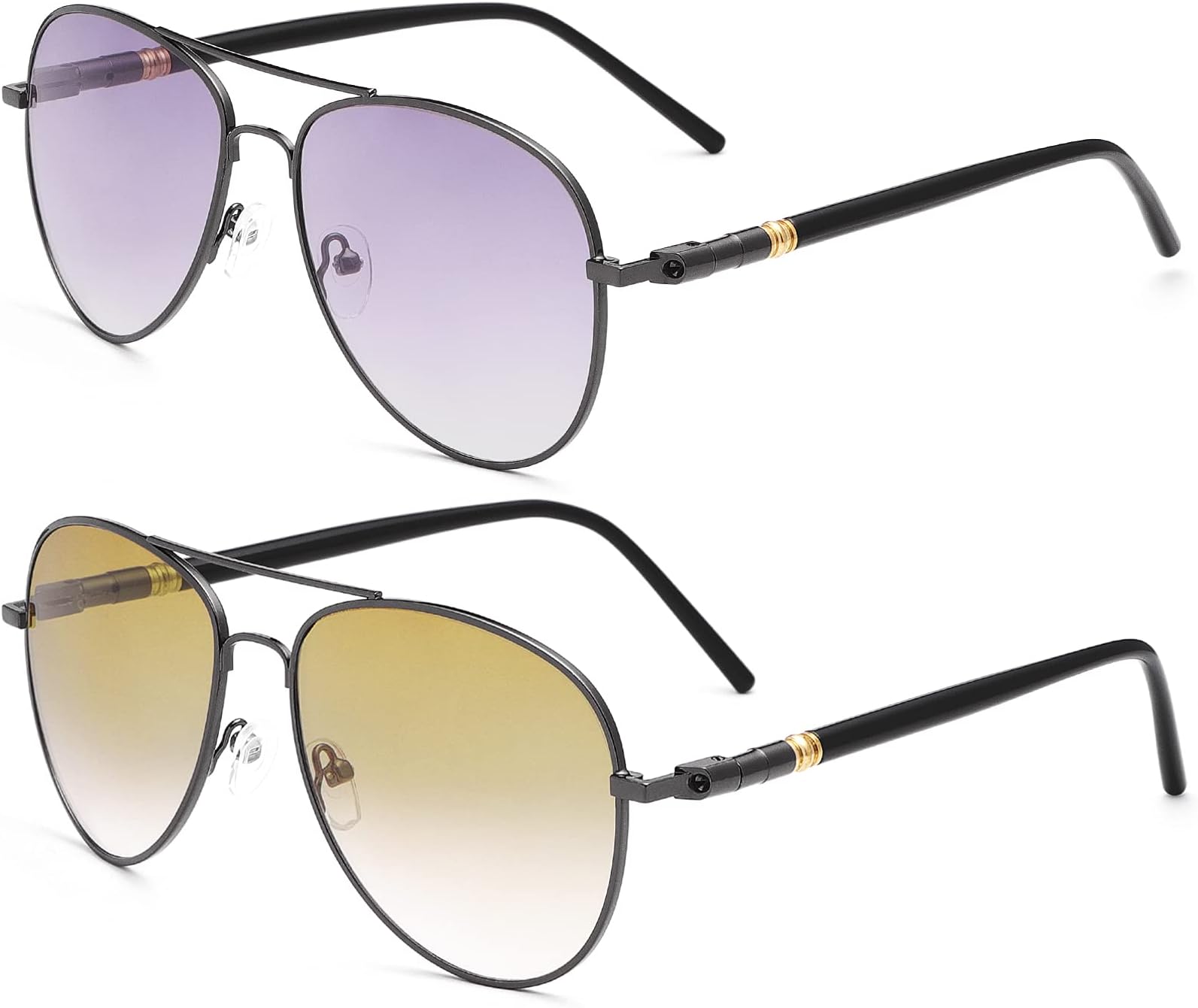 - 2 Pack Bifocal Reading Glasses Spring Hinge UV Protection Sun Readers Computer Anti Blue Light Eyewear for Men Women