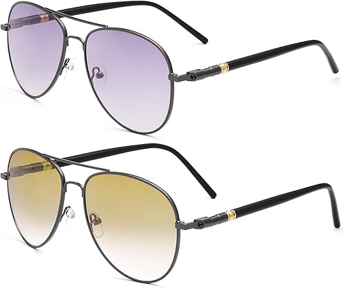 2 pares de lentes de lectura bifocales invisibles con bisagra de resorte, protección UV400, lentes de sol para lectores al aire libre